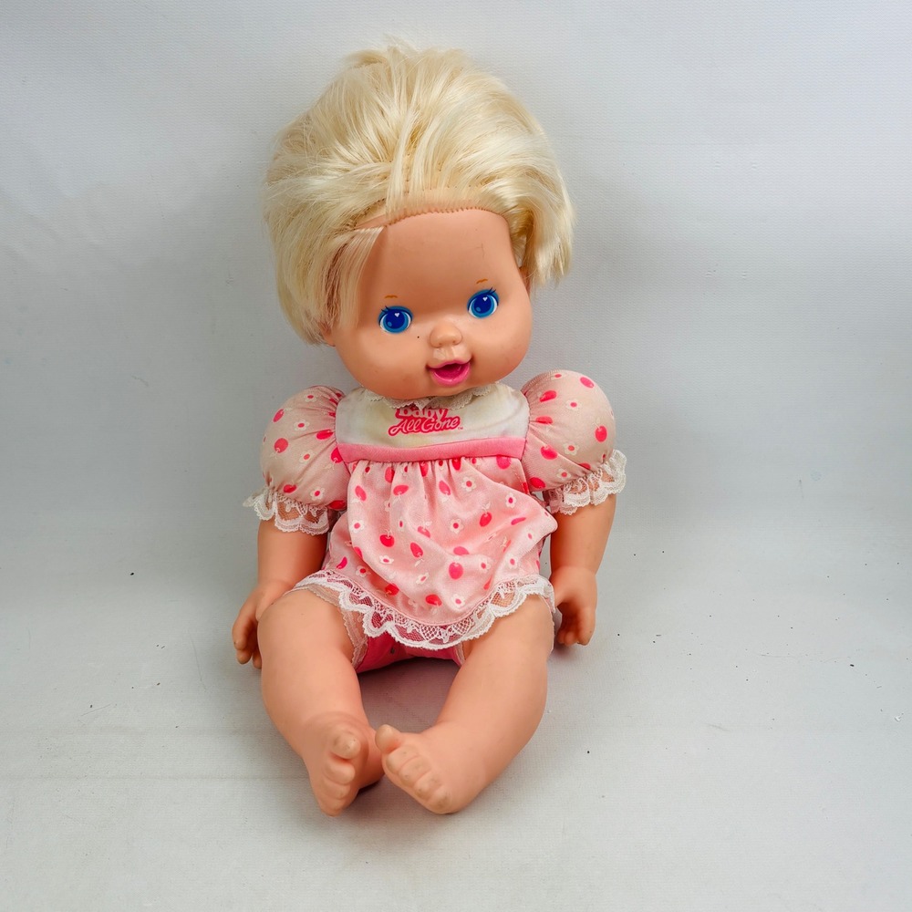 Vintage Kenner Baby All‎ Gone Doll Only Blonde Blue Eyes Pink Cherry Dress 1992